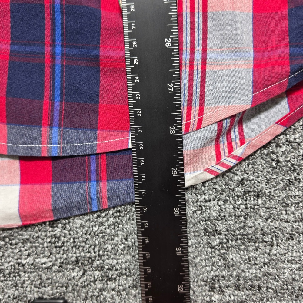 U.S. Polo Assn. Button Down Mens L Red Plaid Excellent Short Sleeve Stretch - Picture 10 of 12